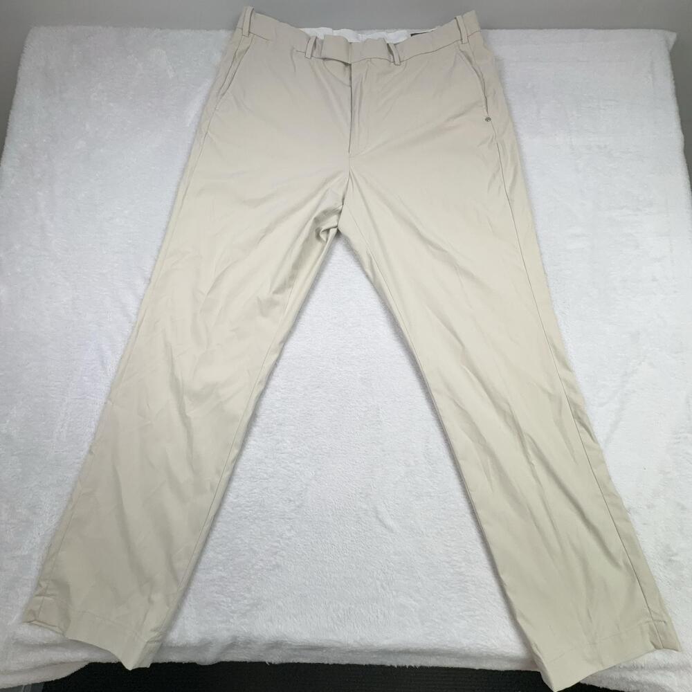 RLX Ralph Lauren Golf Pants Mens 38x32 Beige Chino Slim Polyester Pockets Logo